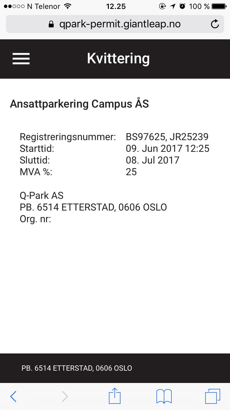 Trykk "Bestill". Du mottar nå en kvittering på din registering.