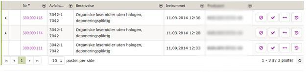 Både original deklarasjonen og deklarasjonen som er splittet fra originalen vil være tilgjengelige i lista. De vil få en pil i kolonnen helt til venstre i lista.