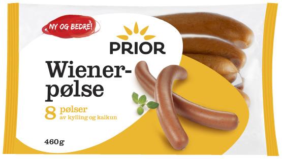 Prior Wienerpølse 158 kcal Populært valg hos familier til både hverdag og fest.