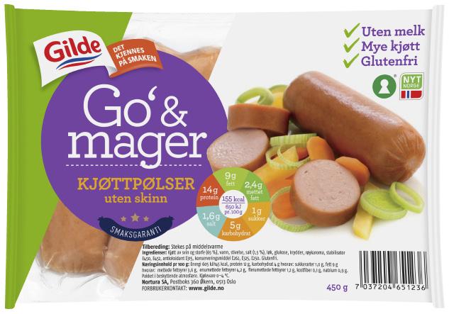 Grillpølse. Gilde Go & Mager Karbonader 163 kcal Mindre fett og mer smak enn vanlige karbonader.