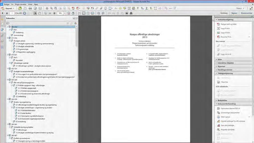 12.2 Brukergrensesnitt Adobe Acrobat Pro X eller nyere versjon: Nedenfor vises en pdf.fil i Proversjonen.