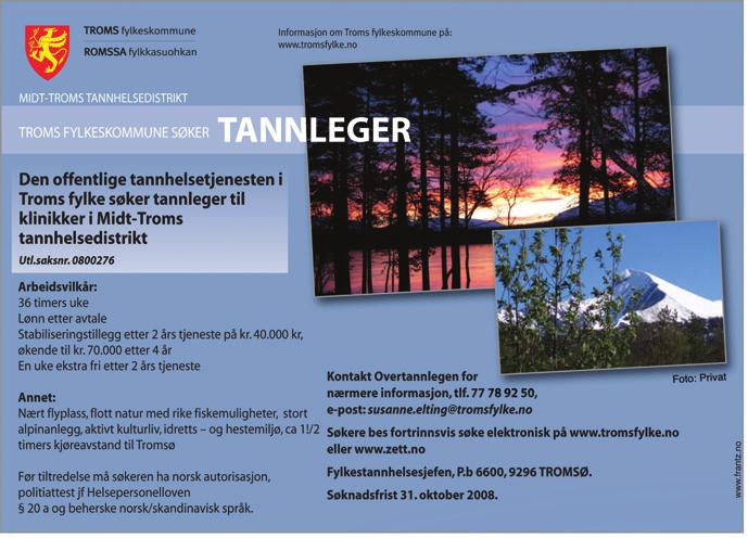 Tannlege/tannpleier søkes i Kristiansand www.solbyggtannlegesenter.