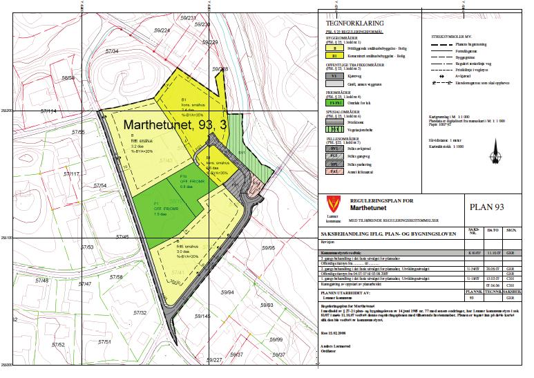 1 Bakgrunn Terje Aurdal Takst og Tegning har sendt inn forslag til mindre endring av reguleringsplan for Marthetunet på Roa på eiendommen 57/6 eid av Marthetunet Eiendom AS.
