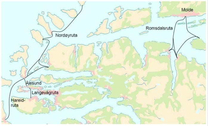 5.1 Båtruter I Møre og Romsdal har vi fire fylkesinterne båtruter, og ei fylkeskryssande rute.