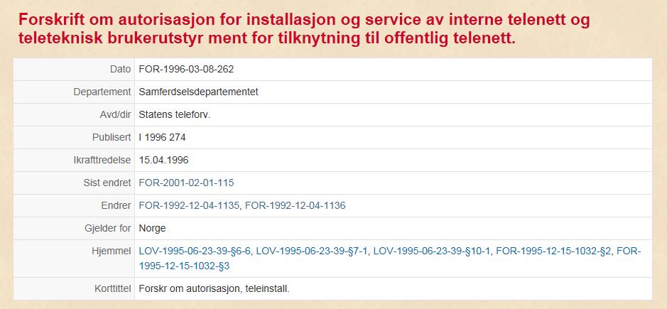 Autorisasjonsforskriften ikrafttredelse 15.4.