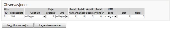 Om registreringen godkjennes vil du få opp denne knappen under kartet: Klikk på denne knappen, og du er klar til å legge inn informasjon knyttet til de enkelte observasjoner: Disse feltene vil du