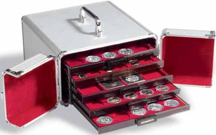 44 Myntbokser XL, Myntkoffert Myntbokser XL XL myntskuffer er 22 mm høye og har plass til større samle - objekter, som for eksempel medaljer, klokker, smykker, EVERSLABs, myntruller, etc.