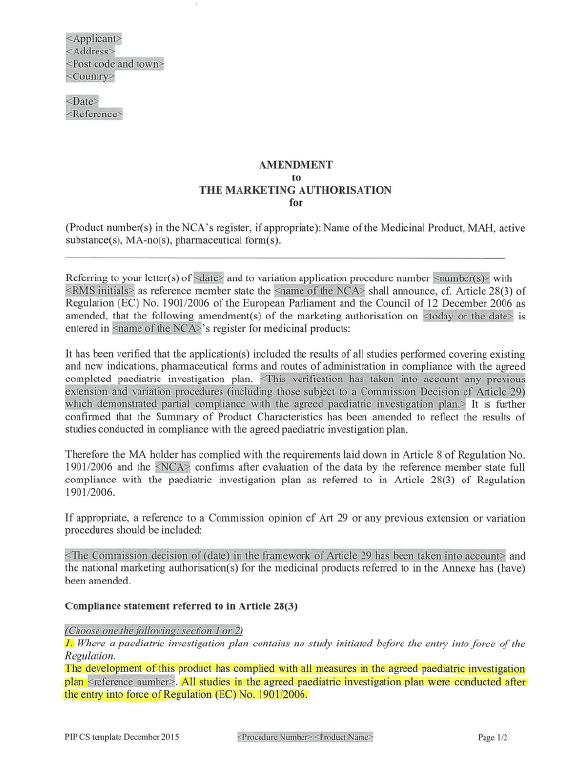 «Compliance Statement» ved nasjonal godkjennelse DCP/MRP Utstedes av nasjonal kompetent myndighet på bakgrunn av nasjonal/desentralisert/ gjensidig