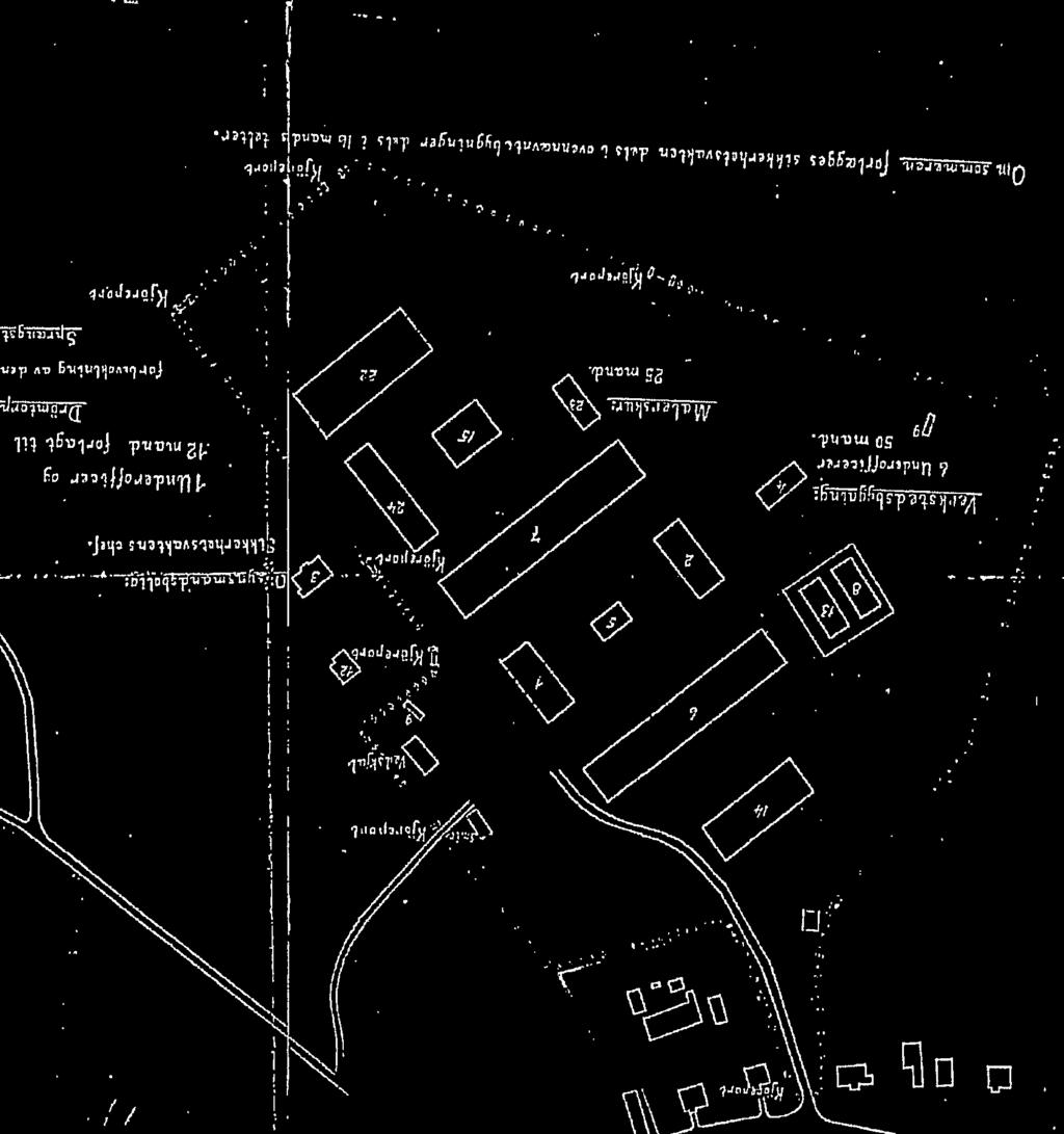 verkstedsbygning (4) Utsnitt av kartkilde K3 Kommentar: Depotbyggene (1/2) antas å ha vært like (Linjen og Landvernet).