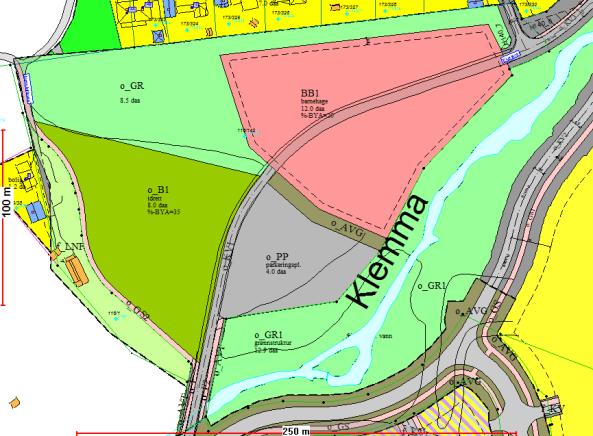 1.3.1 Områdereguleringsplanen for Harestua sentrum I områdereguleringsplanen ligger arealene i planforslaget med separate underformål for henholdsvis idrett (8 dekar) og barnehage(12 dekar).