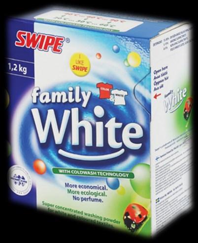 TØYVASK Family White gir en effektiv vask av forskjellige tekstiler og