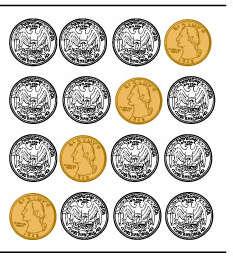 Kron/mynt 4 mynter: Makroskopiske