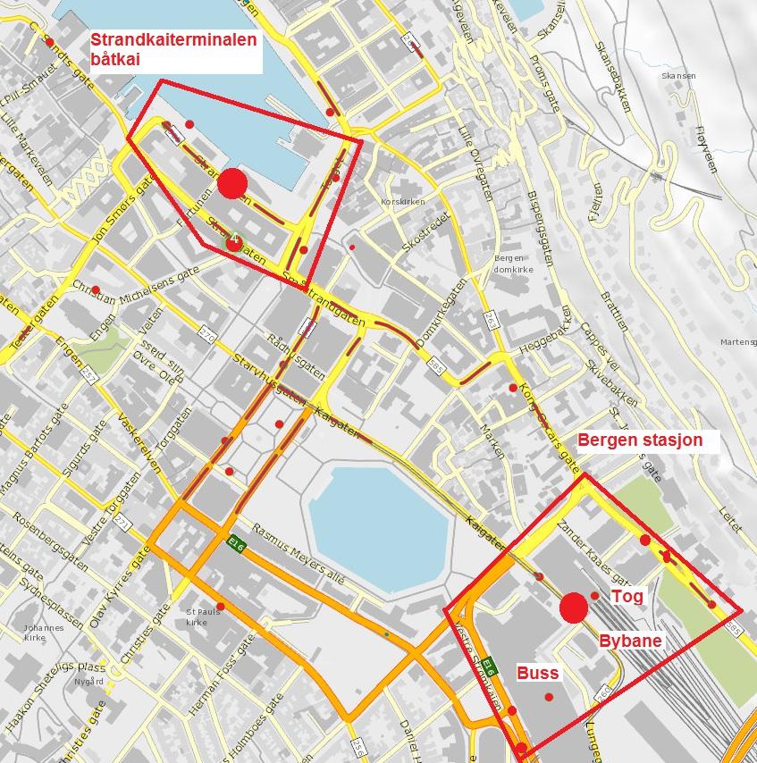 Serviceobjekter som Sykkelparkering, Parkeringsområde, Leskur og egenskaper for universell utforming registreres på disse.