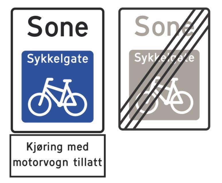 Prøve ut nytt skilt sykkelsone