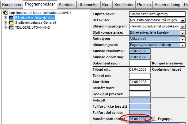 REGISTRERING SAMTALER REALKOMP.VURDERING OPPLÆRING DOKUMENTASJON RYDDING Kontroll og utskrift Kontroller at oppsummeringen av programområdene er riktig.