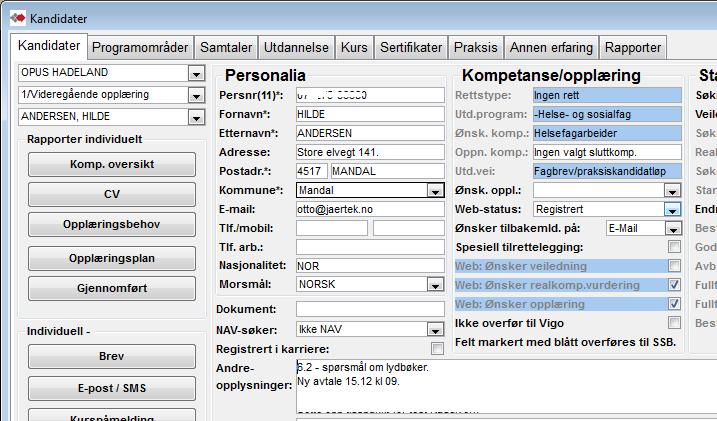 Alle fag som gir generell studiekompetanse etter 23/5 regelen, er forhånds valgt, bekreft med OK.