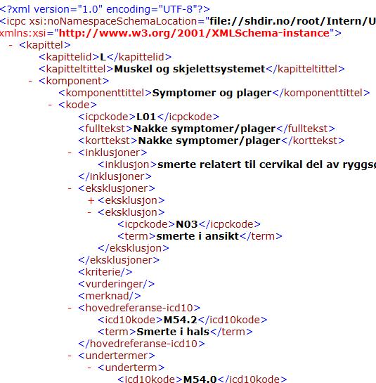 Fil for kodebeslutningsstøtte I tillegg publiseres en XML-fil som