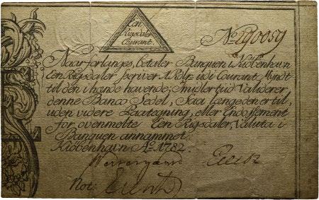 Sedler / banknotes SEDLER / BANK NOTES DANMARK-NORGE/DENMARK-NORWAY 1713 SEDLER 1 1 1 rigsdaler 1713. No.494199. (3.
