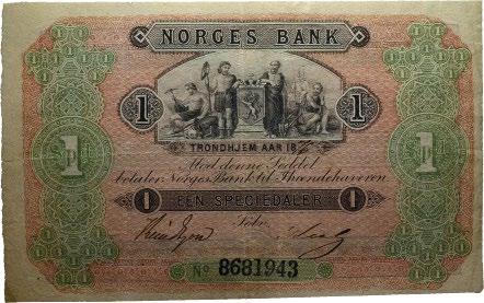 Sedler / banknotes SPECIEDALER 20 21 20 Speciedaler 1876.