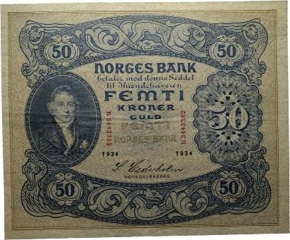 Stor midtrift/large center tear 1 400 45 100 kroner 1941.