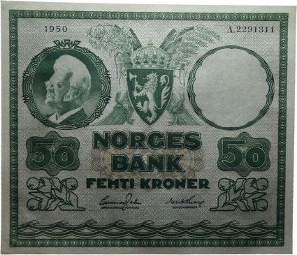 Sedler / banknotes 84 84 50 kroner 1950. A2291311 0/01 1 600 85 50 kroner 1957.
