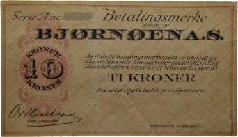 2632. Blankett 0 500 BJØRNØEN A/S 164 164 10 kroner Type II 1923/24. Serie A Nr.