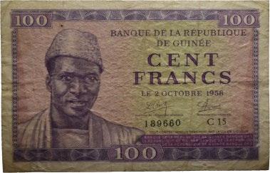 Sedler / banknotes GUINEA 173 173 100 francs 1958.