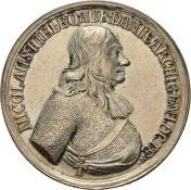 27 330 330* Christian V, Kastemynt til Salvingen 1671. Ukjent medaljør. Sølv.