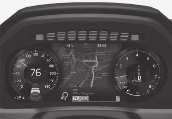 Kartnavigasjon* for førerdisplay Sensus Navigation presenteres og betjenes på flere forskjellige måter, for eksempel via førerdisplayet.