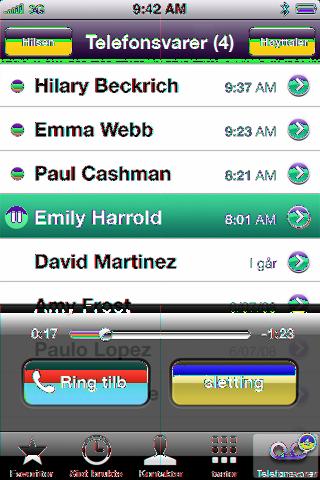 Trykk på Telefonsvarer for å vise en liste over meldinger. Uspilte meldinger Start/pause Høyttalertelefon («Lyd» når en Bluetooth-enhet er koblet til. Trykk for å angi lydvalg.