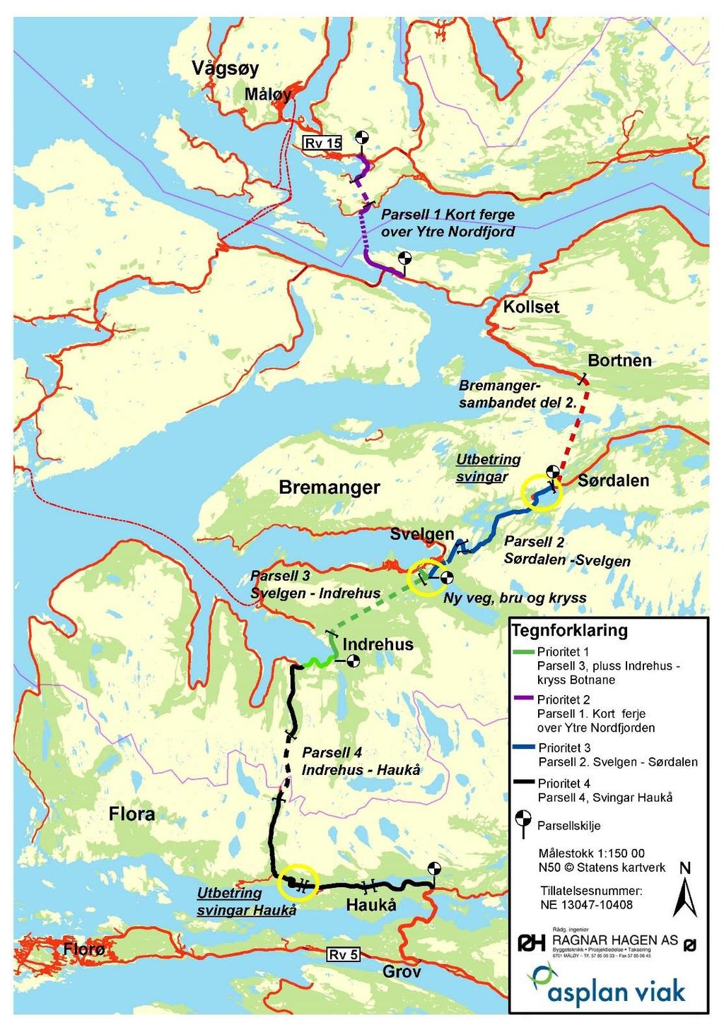 Kystvegen Måløy-Florø Trafikk- og finansieringsanalyse Tiltaka i alternativ 1 er: Innkorting av ferjesambandet over Ytre Nordfjord (tilførselsvegar, ferjekaier et.