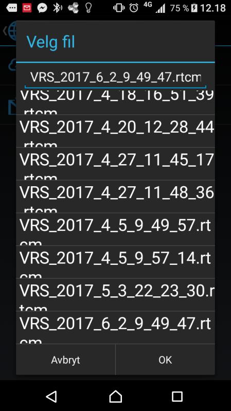 G3 Velg fil fra liste og trykk OK.