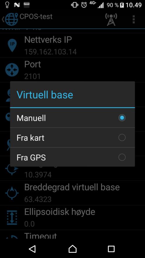 A4 Tre valg for plassering av virtuell basestasjon: Manuell