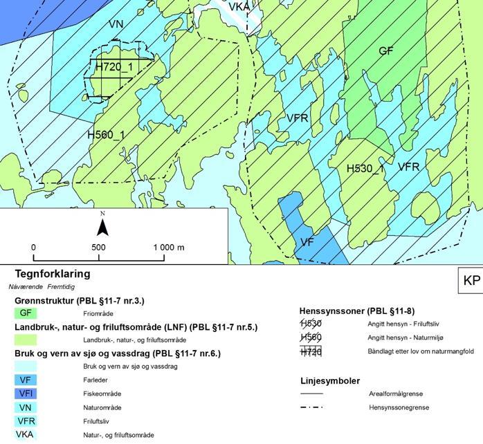 Kan inngå i hovedformålet, flerbruksformål eller formål natur.