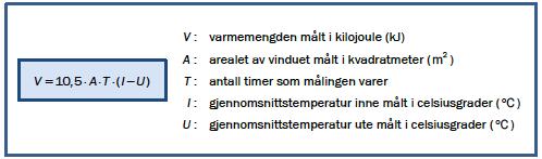 Løsningsforslag a) Formelen for varmemengden som forsvinner er: Vi vet at innetemperaturen er og utetemperaturen er : Vi vil finne tapt varmemengde på ett døgn.