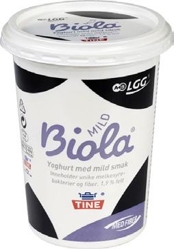 Biola Mild fettfri syrnet melk Mango/Banan/ Ananas 49 kcal 100 mg kalsium Biola Mild smak er en fettfri syrnet melk med lite tilsatt sukker. Melken er syrnet med nøye utvalgte melkesyrebakterier.