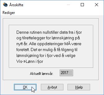 Rutinen kan ikke reverseres. Som tidligere år tar Harmoni Lønn vare historikk fra tidligere år.