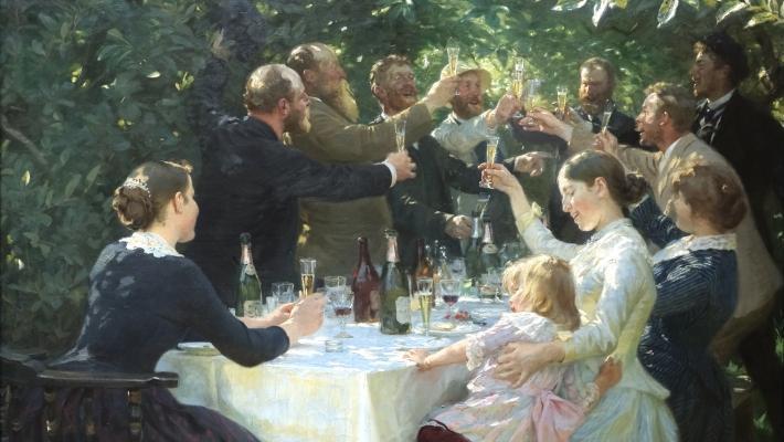 Göteborg kunstmuseum har verdens flotteste samling av skandinavisk nasjonalromantisk kunst fra 1800-tallet. Her ser dere «Hip, hip, hurra! Kunstnerfest på Skagen» (1886), av P.S. Krøyer.