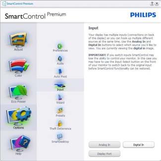Enable Context Menu (Aktiver kontekstmeny) viser oppgaveskuffmenyen for SmartControl Premium.