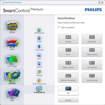 4. Bildeoptimering 4.4 SmartDesktop-veiledning SmartDesktop SmartDesktop er i SmartControl Premium. Installer SmartControl Premium og velg SmartDesktop fra Options (Alternativer).