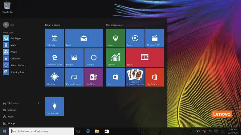 Kapittel 2. Begynne å bruke Windows 10 Av/på-knappen er på startmenyen.