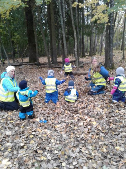 Natur, miljø og teknologi Denne måneden har begge gruppene gått på tur til skogen som ligger i nærheten av barnehagen.