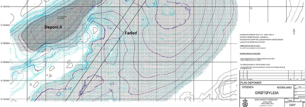 Begge dumpelokalitetene er naturlige fordypninger i sjøbunnen med dybder fra ca. 25 til 35 meter. Deponi II har et areal på ca. 57.000 m 2 og kapasitet til å ta imot ca. 283.