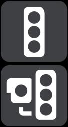 Symbol vises på kartet Symbol vises på rutelinjen Beskrivelse Fast fotoboks denne typen fotobokser kontrollerer hastigheten til passerende kjøretøy og har en fast plassering.