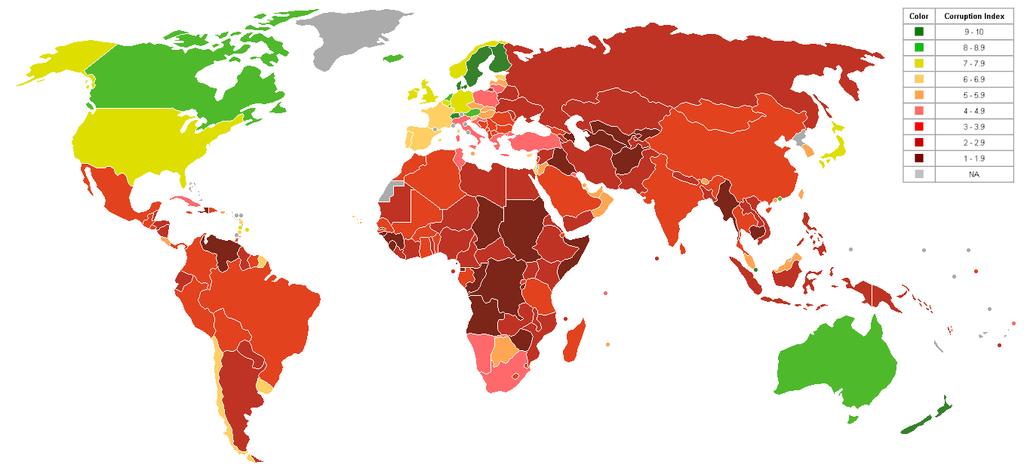Korrupsjonsindeks(CPI) Hvilke land er mest