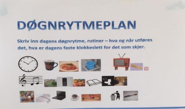 9495 45 Figur 5-1 Oppslag på veggen som grunnlag for utarbeiding av døgnrytmeplan for Omsorgstjenester Skjerstad 5.3 Standardisering av vaktlengder?