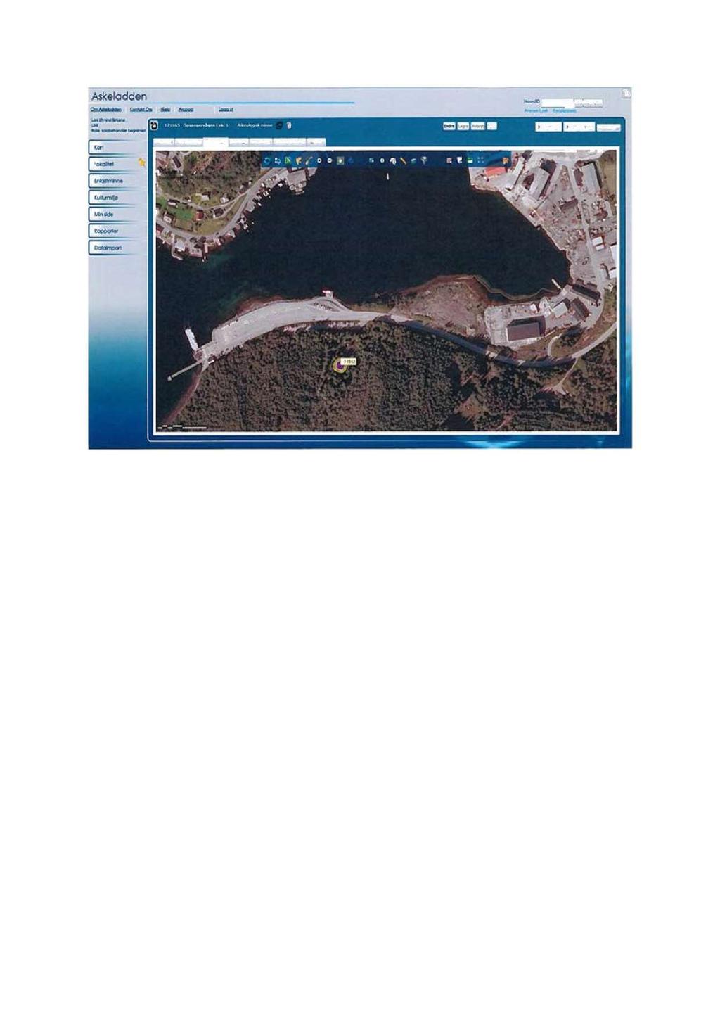 Fig. 5: Flyfoto frå Askeladdenmedlokalitetenmarkert. 6.