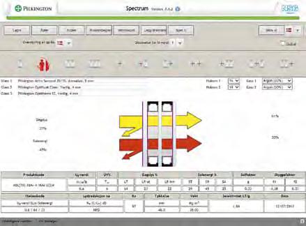 Beregningsprogrammet Pilkington Spectrum Pilkington Spectrum hjelper deg raskt og enkelt å få frem tekniske data på kombinasjoner fra vårt produktsortiment.