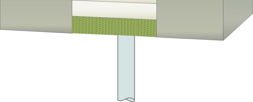 tilsvarende 120cm på begge sider Støpeplate av steinull dybde 50mm densitet 150kg/m 3, alternativt uten støpeplate med EX Gipsmørtel dybde 100mm Støpeplate av steinull dybde