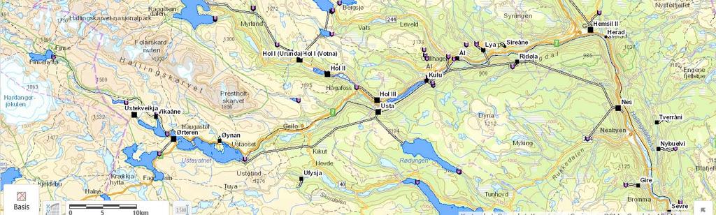 kommune og Nore og Uvdal kommune. Vidare er Hallingdalselva rørt ved med fleire sidevassdrag og bekker ned til Nesbyen ved at bekkane er overført til tillaupstunnelen til Nes kraftverk.